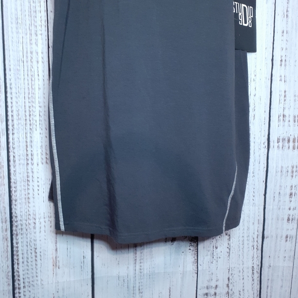 Eileen Fisher graphite relaxed fit tee shirt dress w/ constrast stitching - Picture 5 of 10